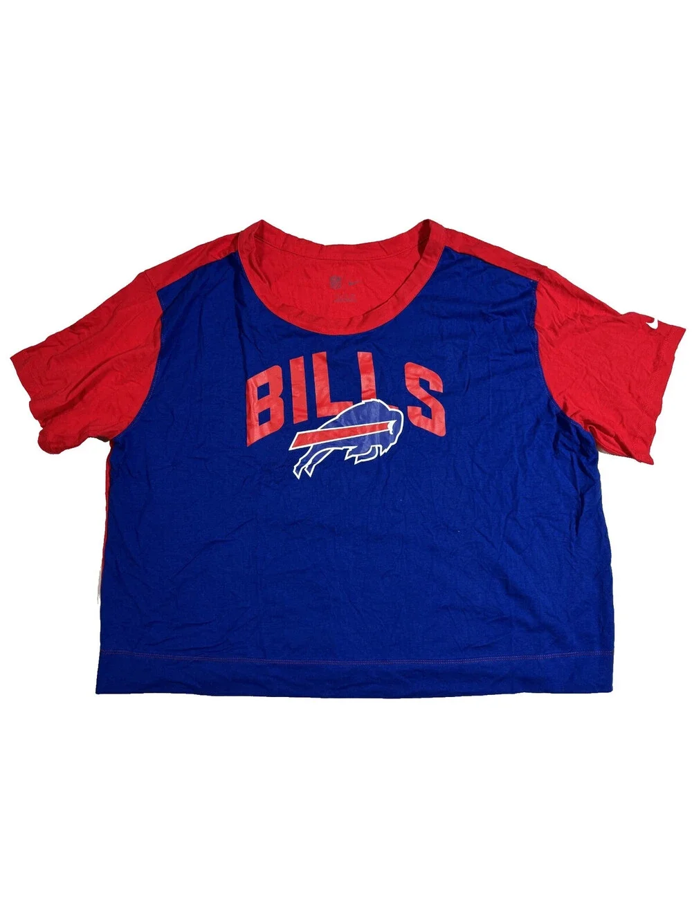 Buffalo Bills Nike Red/Royal High Hip Fashion Color Block T-Shirt Womens XXL NEW